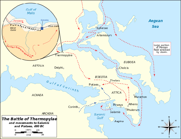 纪念温泉关(thermopiles)战役和萨拉米斯(salamis)海战2500周年–由